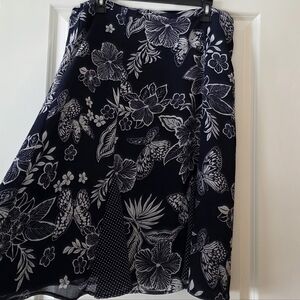 Vintage Floral Butterfly Chiffon Midi Flare Skirt Womens 16 Alfred Dunner Preppy